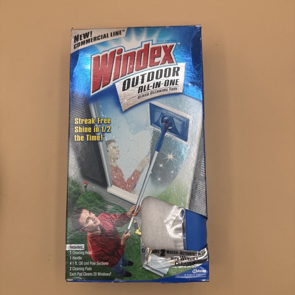 Windex Outdoor All In One Glass Cleaning Commercial Line + 2 Pads New